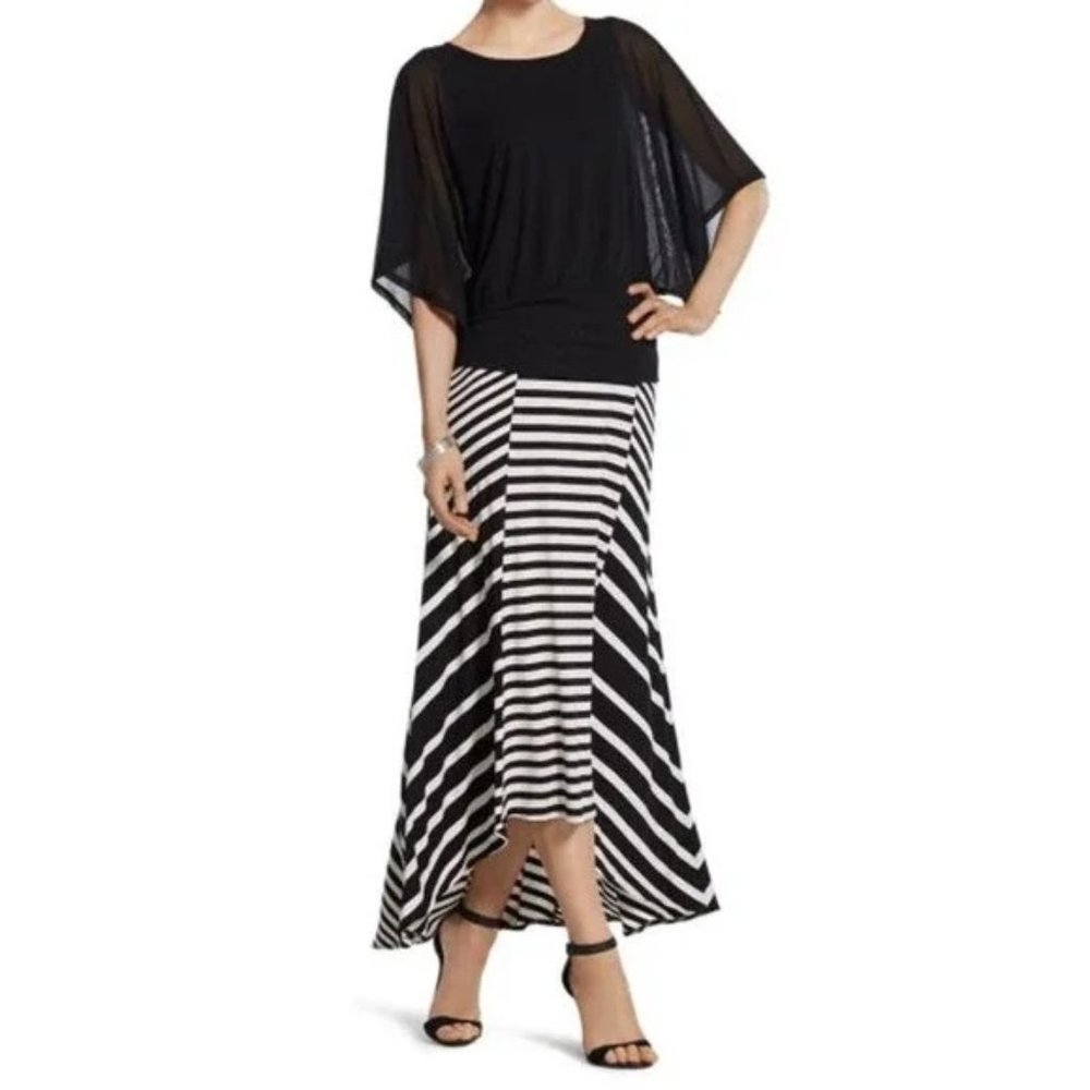 EUC - Chico's High Low Skirt - Black and Cream White Size 2 (Large 12)